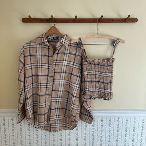 SET OF 2 Dessin Sudio Plaid Top Set